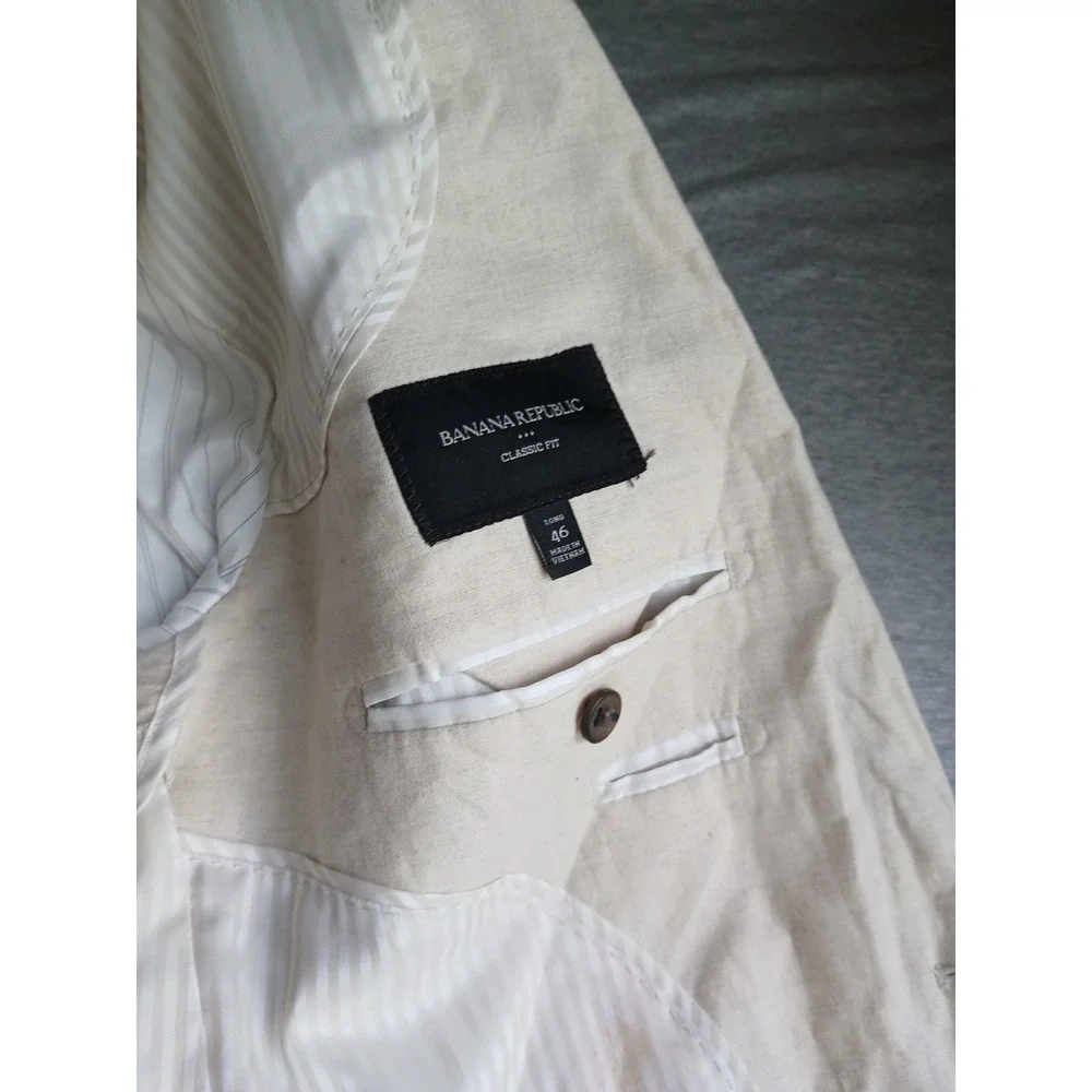 Banana Republic Blazer Mens 46 R Linen Flax Two Button Notch Collar Classic Fit